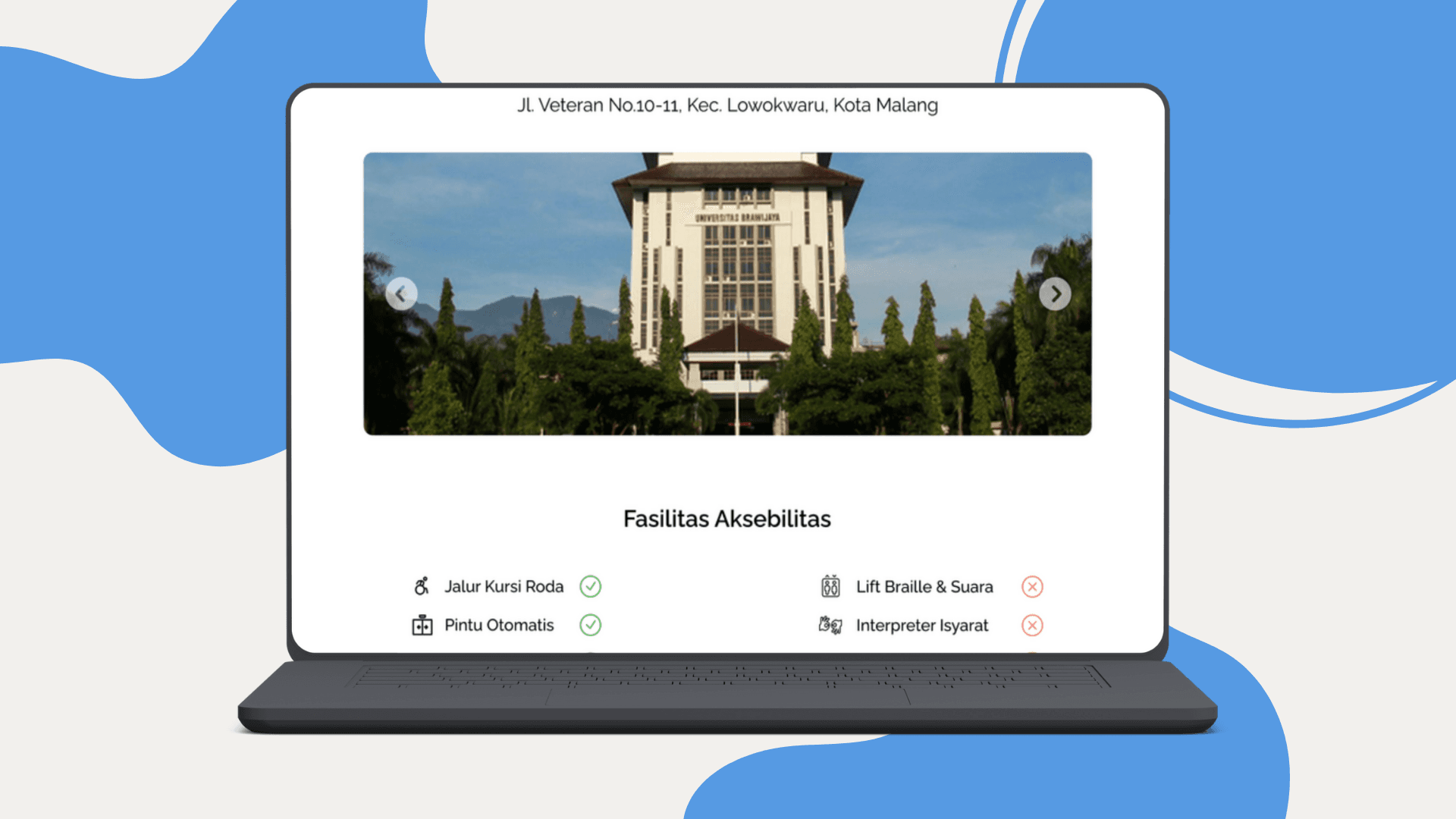 Detailed place information with accessibility features and ratings.