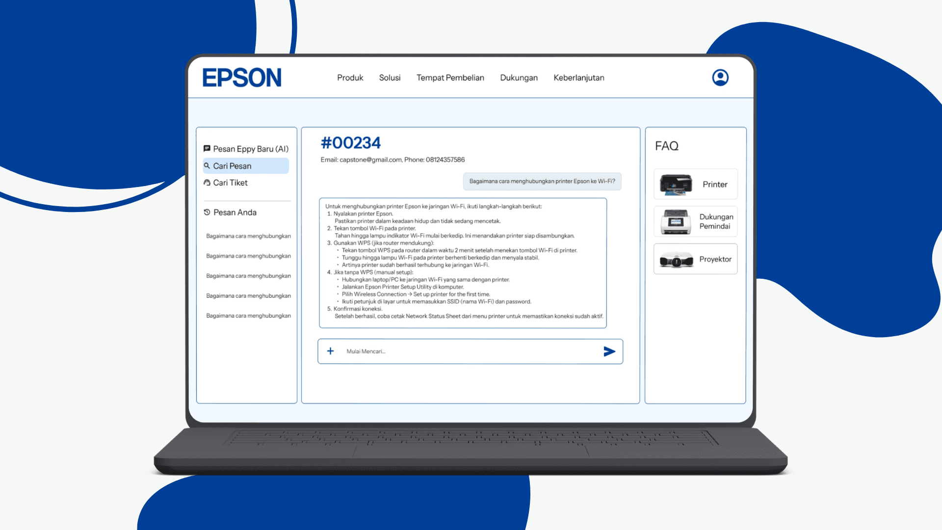 Ticket detail view showing admin response flow.