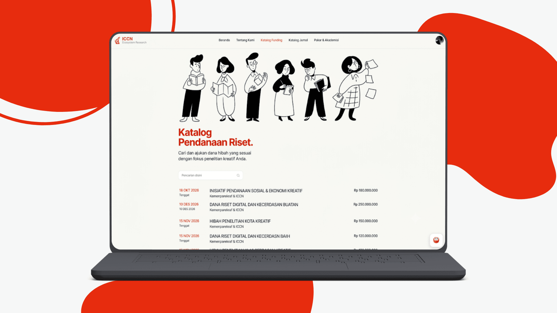Funding catalog page displaying available funding opportunities.