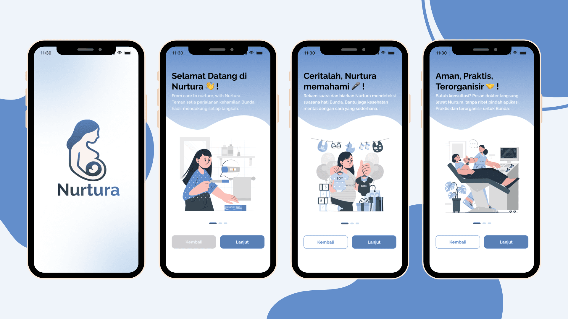 Splash screen and onboarding flow introducing the app’s core features.