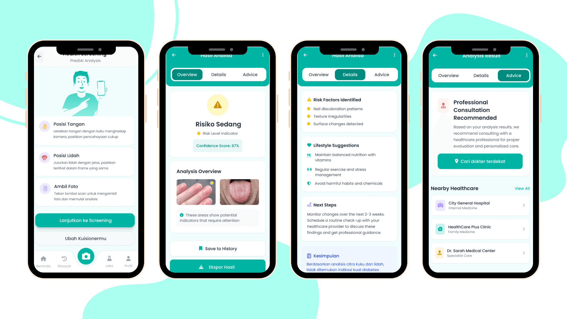 Diabetes screening feature using AI-based image analysis.