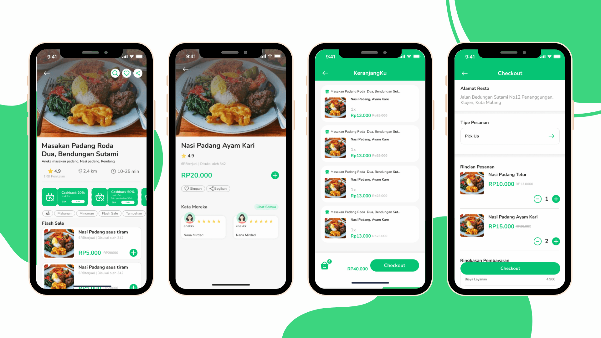 Store and product detail views with cart management and checkout flow.