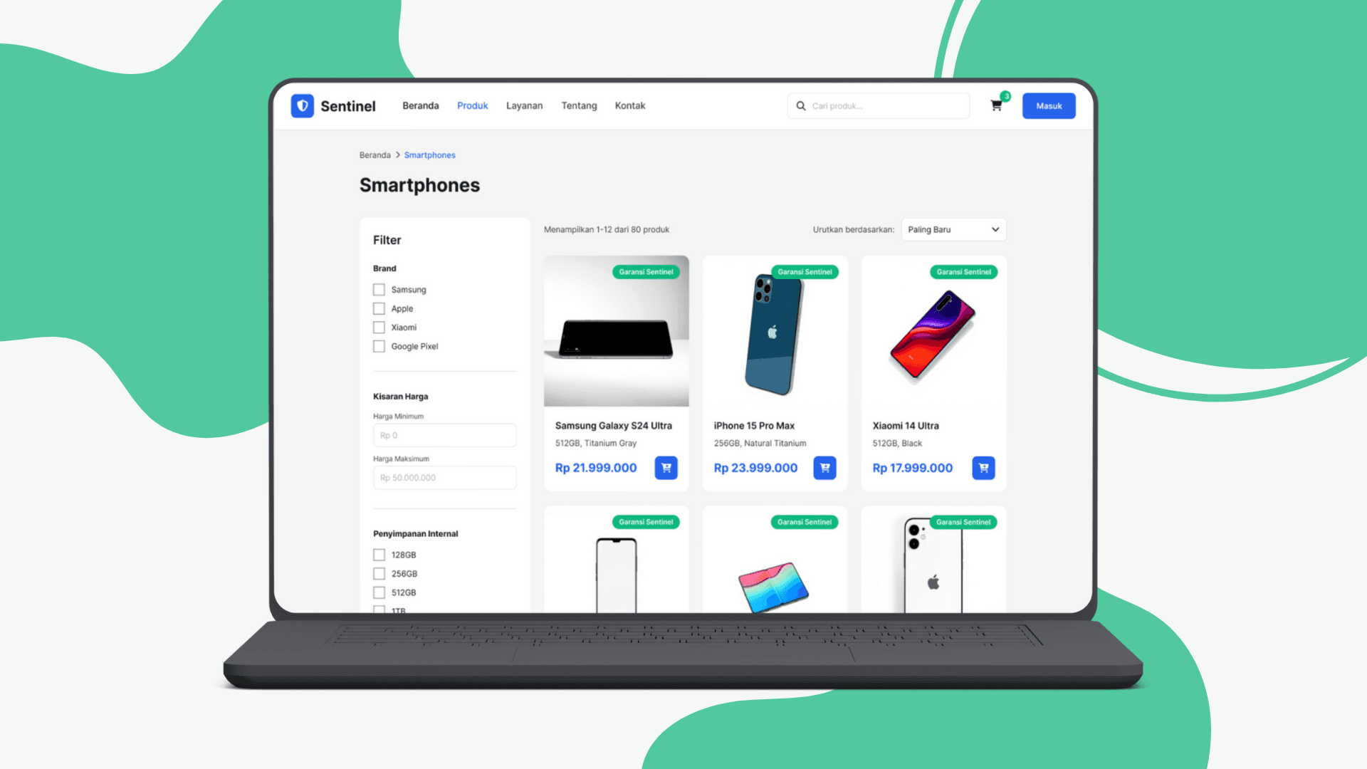 Product listing page displaying all available items.